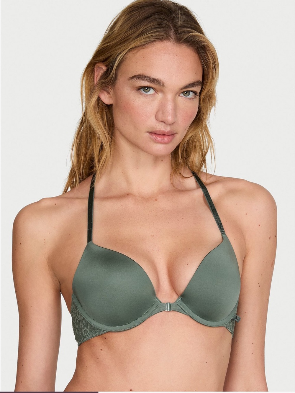 NWT Victoria's Secret Front Close
Sexy Tee Smooth Lacie Push-Up Bra Green 36B